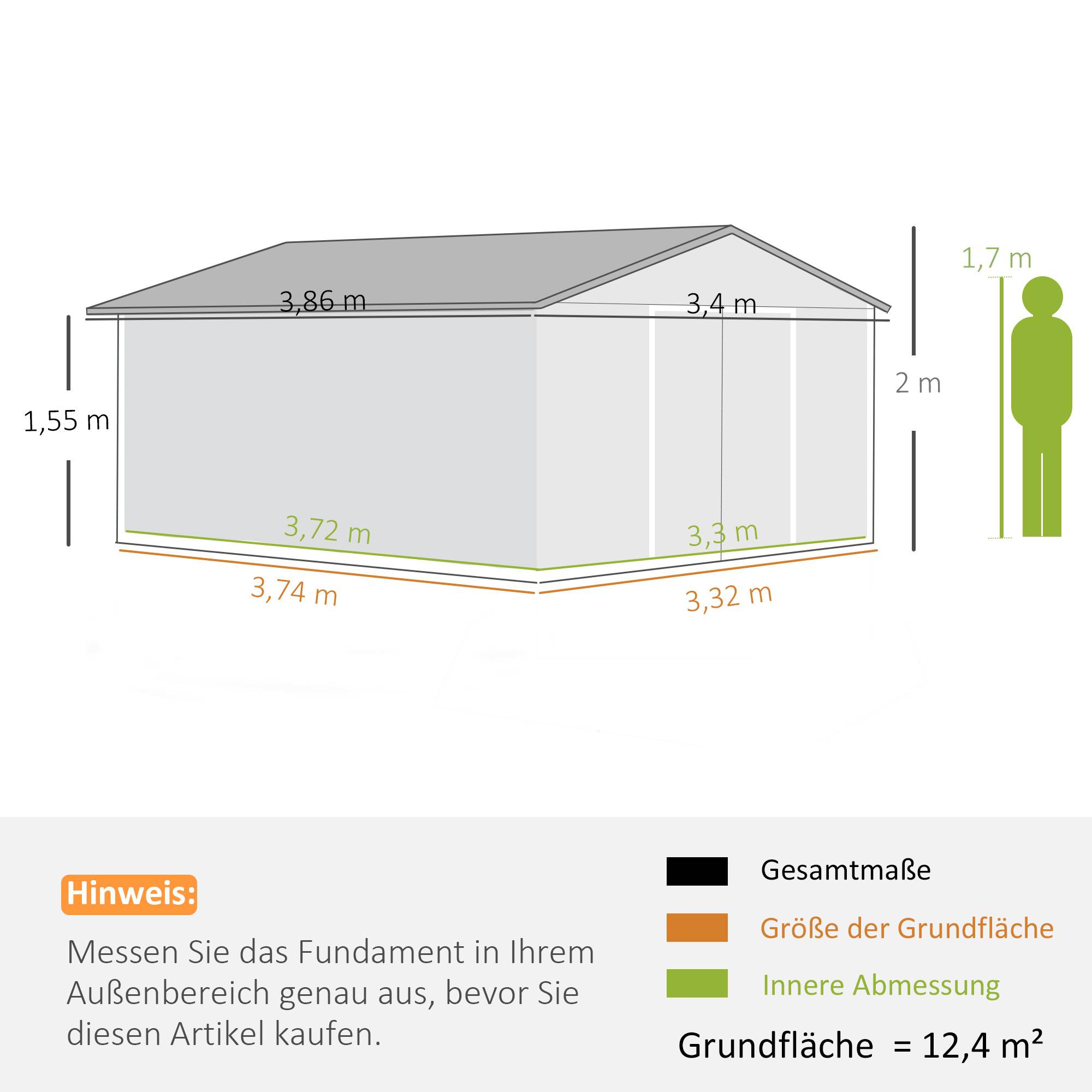 Abri de jardin étanche acier fenêtres ventilation portes coulissantes gris clair, cabanon rangement jardin - Image 5