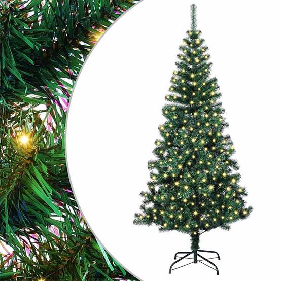 Sapin de Noël | Arbre de Noël artificiel pré-éclairé Vert 210 cm PVC et métal Maison Chic - Image 1