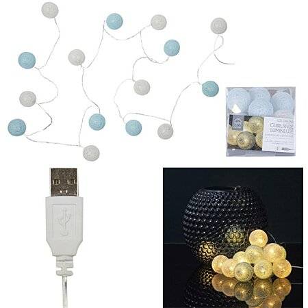 Entrepotbrico - Guirlande Lumineuse Led "boule" 360cm Blanc & Bleu - Image 2