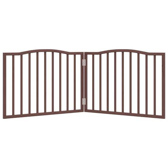 Barrière Sécurité Pliable Chien 2 Panneaux Bois de Peuplier 160cm Autoportante Brun - ComfortXL Pet Living - Image 4
