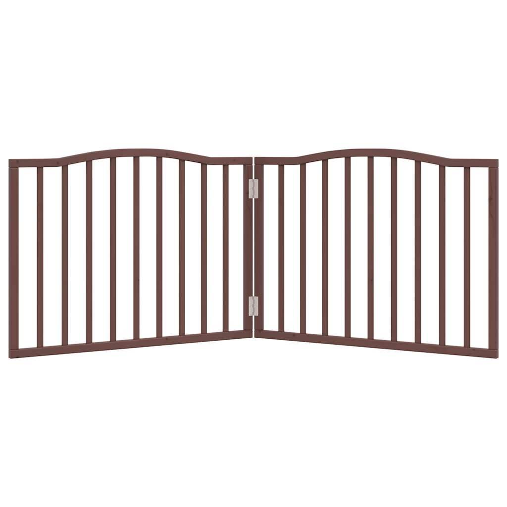 Barrière Sécurité Pliable Chien 2 Panneaux Bois de Peuplier 160cm Autoportante Brun - ComfortXL Pet Living - Image 4