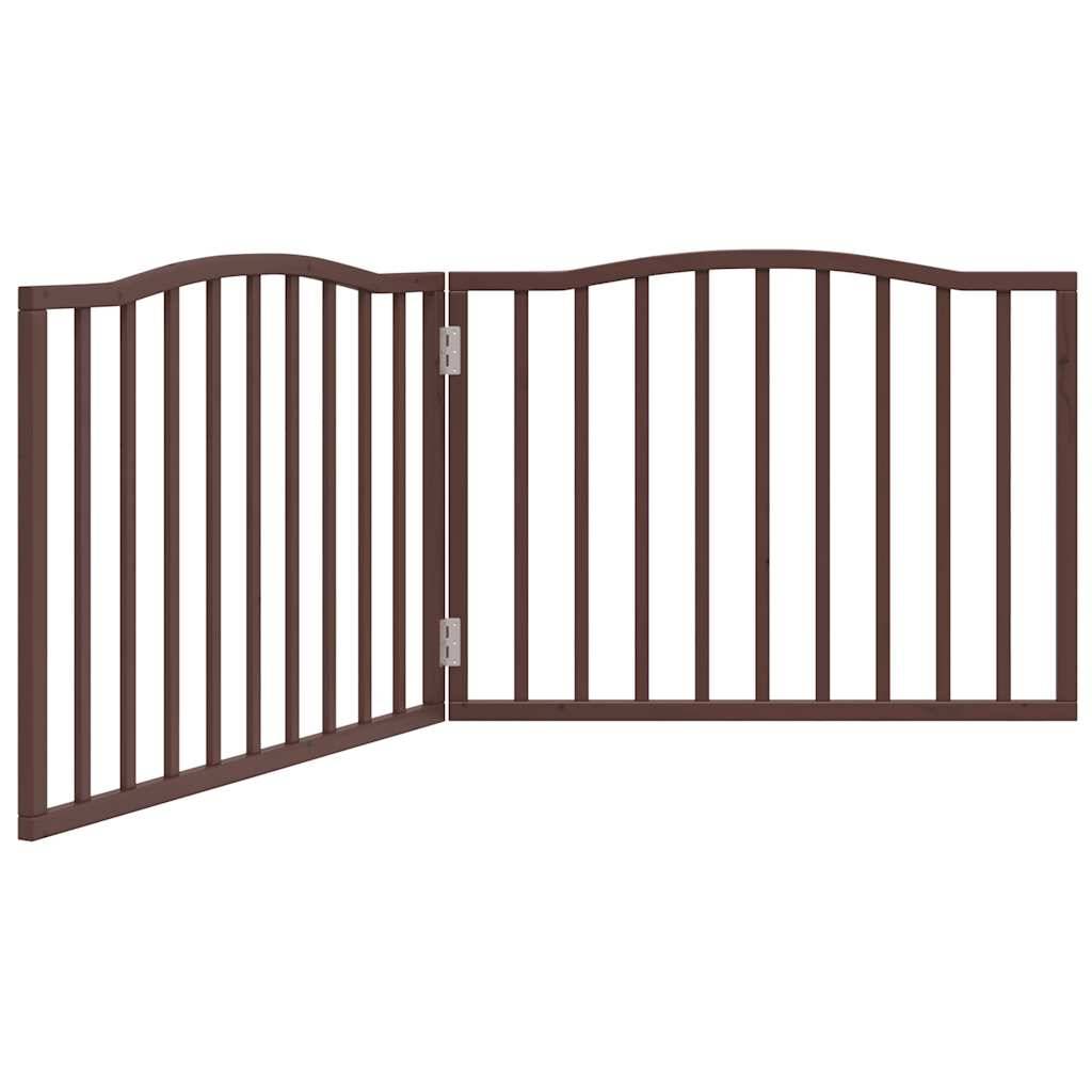 Barrière Sécurité Pliable Chien 2 Panneaux Bois de Peuplier 160cm Autoportante Brun - ComfortXL Pet Living - Image 2