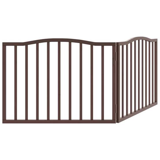 Barrière Sécurité Pliable Chien 2 Panneaux Bois de Peuplier 160cm Autoportante Brun - ComfortXL Pet Living - Image 6