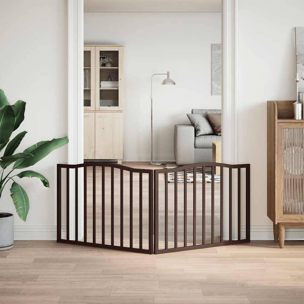 Barrière Sécurité Pliable Chien 2 Panneaux Bois de Peuplier 160cm Autoportante Brun - ComfortXL Pet Living - Image 3