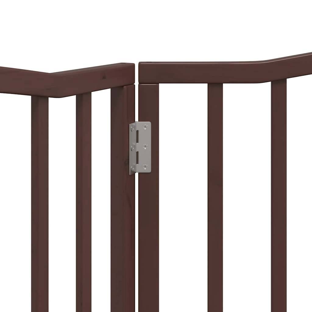 Barrière Sécurité Pliable Chien 2 Panneaux Bois de Peuplier 160cm Autoportante Brun - ComfortXL Pet Living - Image 8