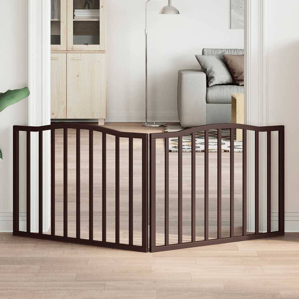 Barrière Sécurité Pliable Chien 2 Panneaux Bois de Peuplier 160cm Autoportante Brun - ComfortXL Pet Living - Image 1