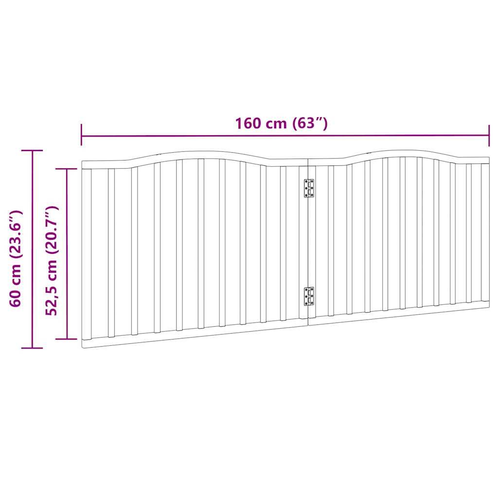 Barrière Sécurité Pliable Chien 2 Panneaux Bois de Peuplier 160cm Autoportante Brun - ComfortXL Pet Living - Image 9