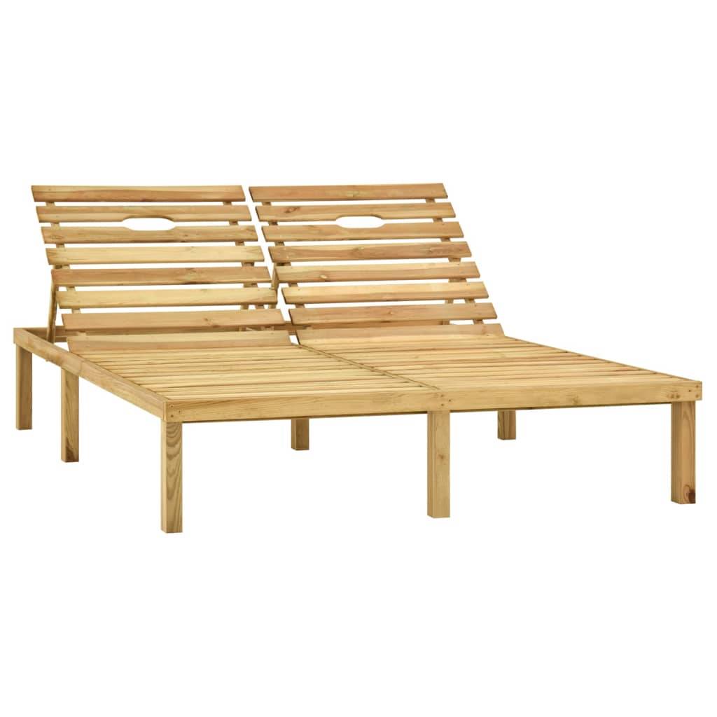 Helloshop26 - Transat chaise longue bain de soleil lit de jardin terrasse meuble d'extérieur double bois de pin imprégné de vert - Image 1