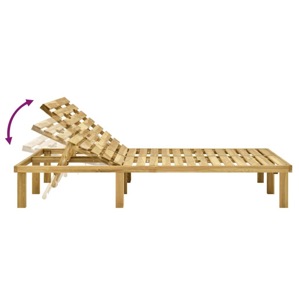Helloshop26 - Transat chaise longue bain de soleil lit de jardin terrasse meuble d'extérieur double bois de pin imprégné de vert - Image 6
