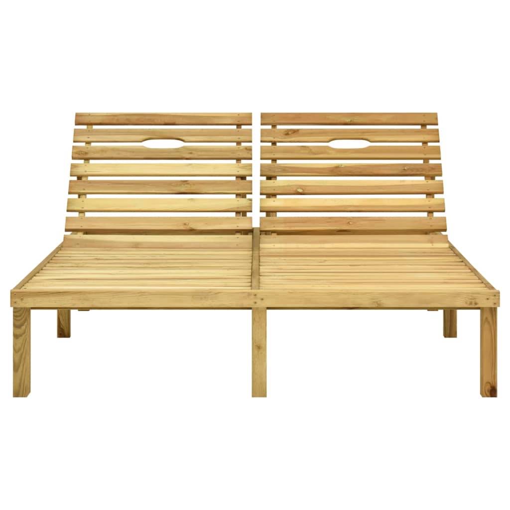 Helloshop26 - Transat chaise longue bain de soleil lit de jardin terrasse meuble d'extérieur double bois de pin imprégné de vert - Image 2