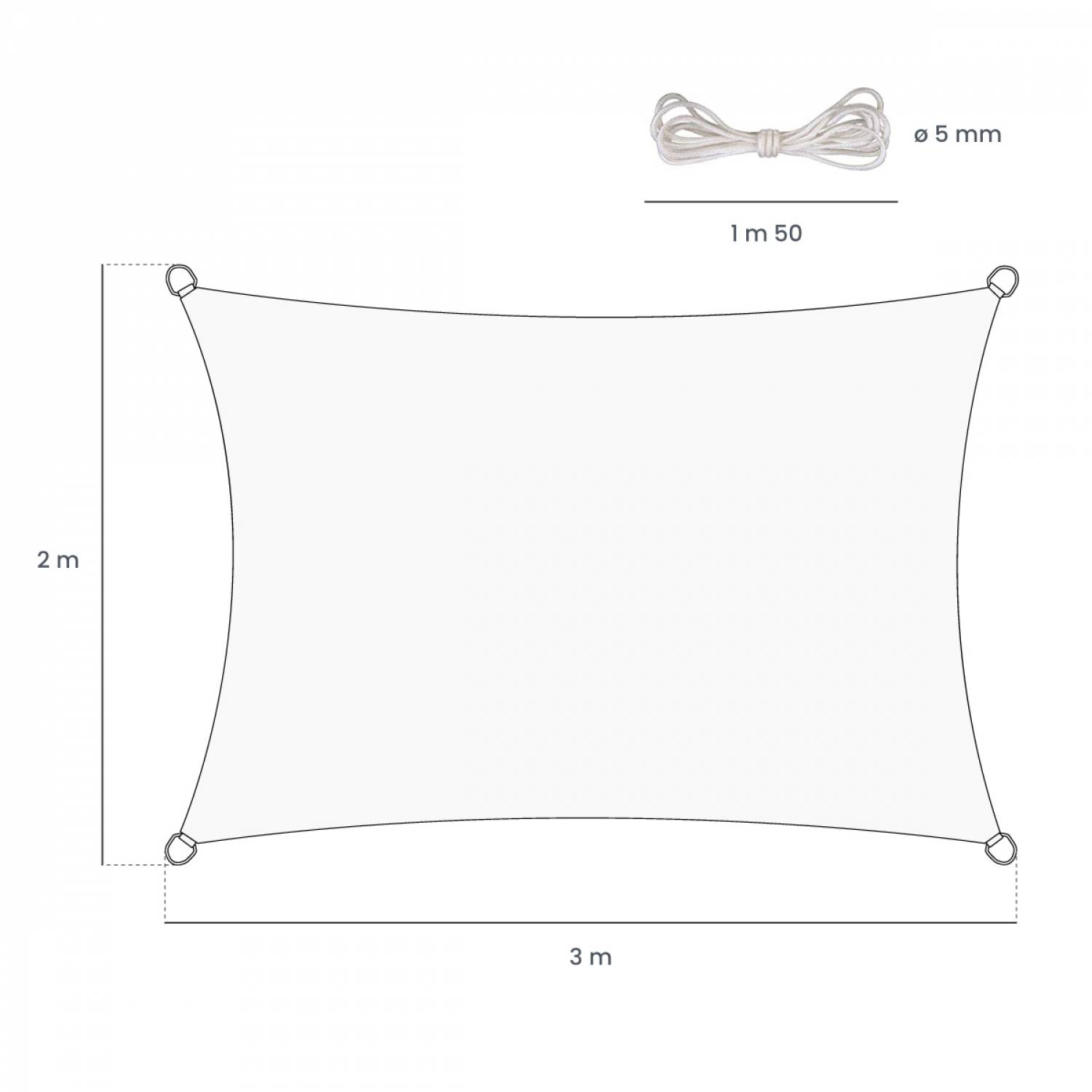 Linxor - Voile d'ombrage rectangulaire imperméable et anti-UV - 2 x 3 m - Beige - Linxor - Image 2