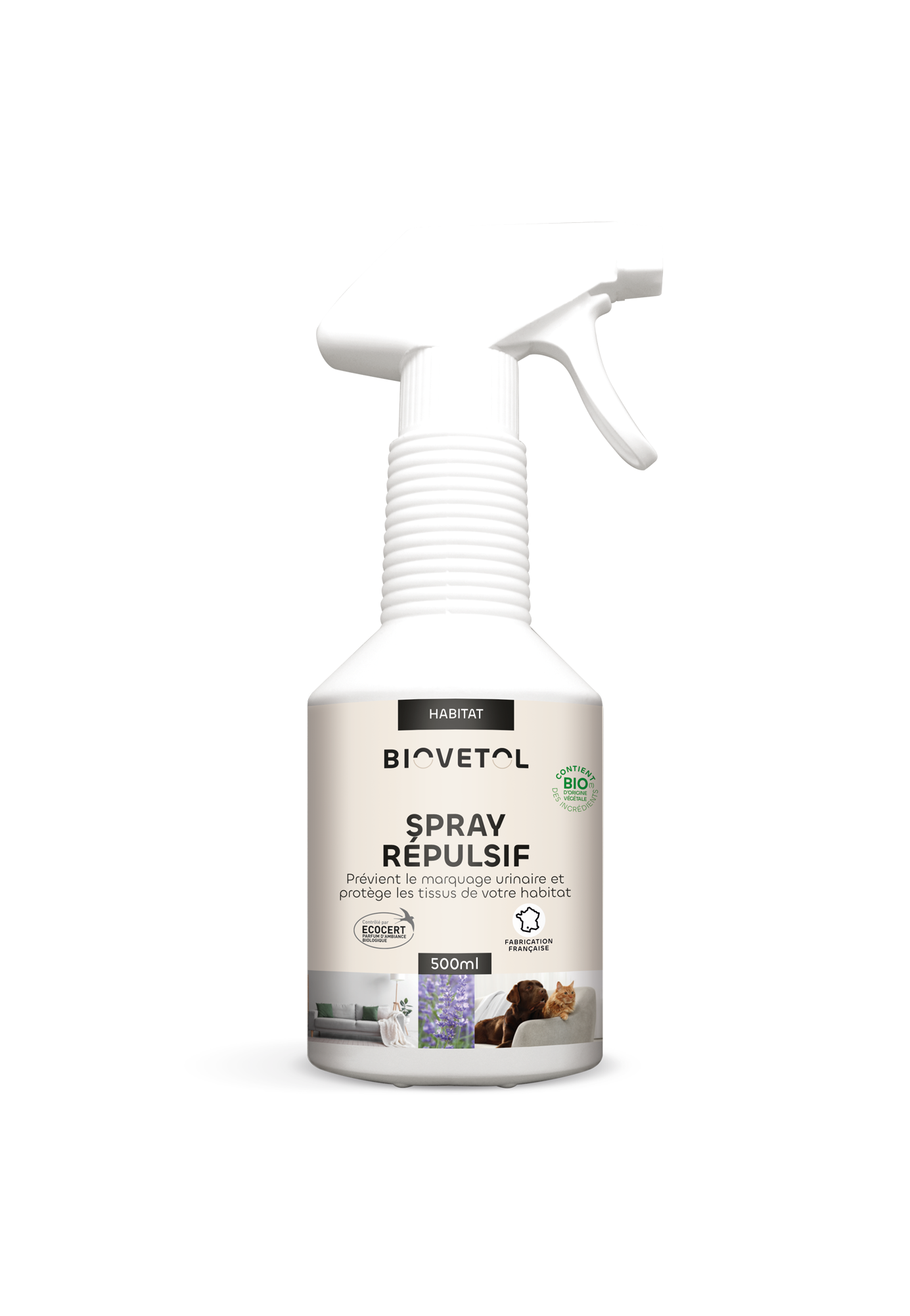 Biovetol - Spray Répulsif Chien et Chat Bio - 500ml
