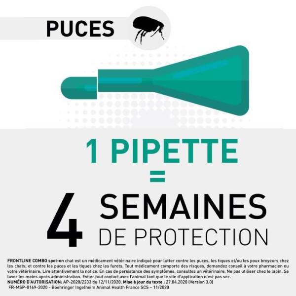 Frontline - FRONTLINE Combo Chats et Furets - 6 pipettes - Puces tiques et poux - Image 4