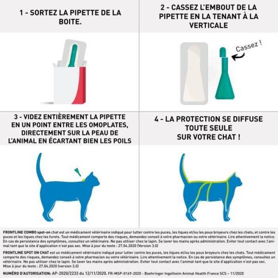 Frontline - FRONTLINE Combo Chats et Furets - 6 pipettes - Puces tiques et poux - Image 3