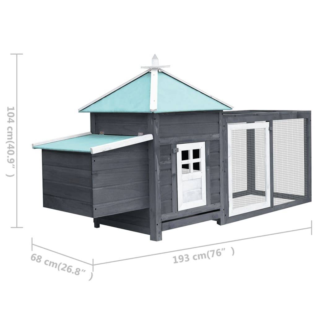 Helloshop26 - Poulailler avec nichoir gris 193 x 68 x 104 cm bois de sapin massif - Image 6
