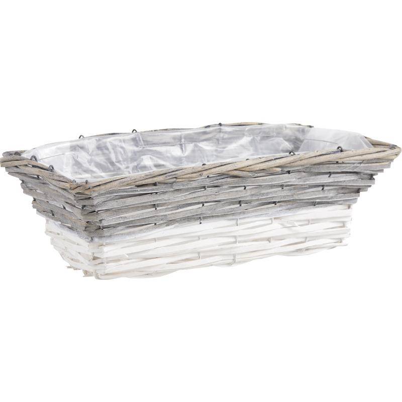 Aubry Gaspard - Jardinière Osier Blanc et Gris 38 cm - Aubry Gaspard - Image 1