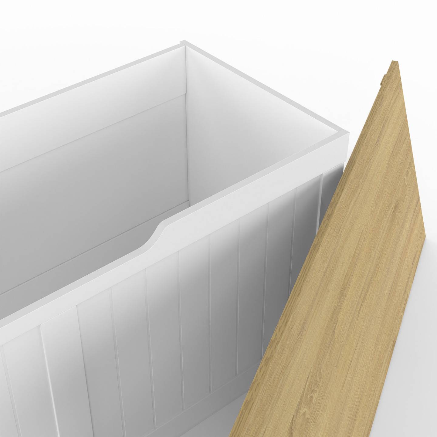 Banc coffre rangement 100 cm LEON bois et blanc - Image 6