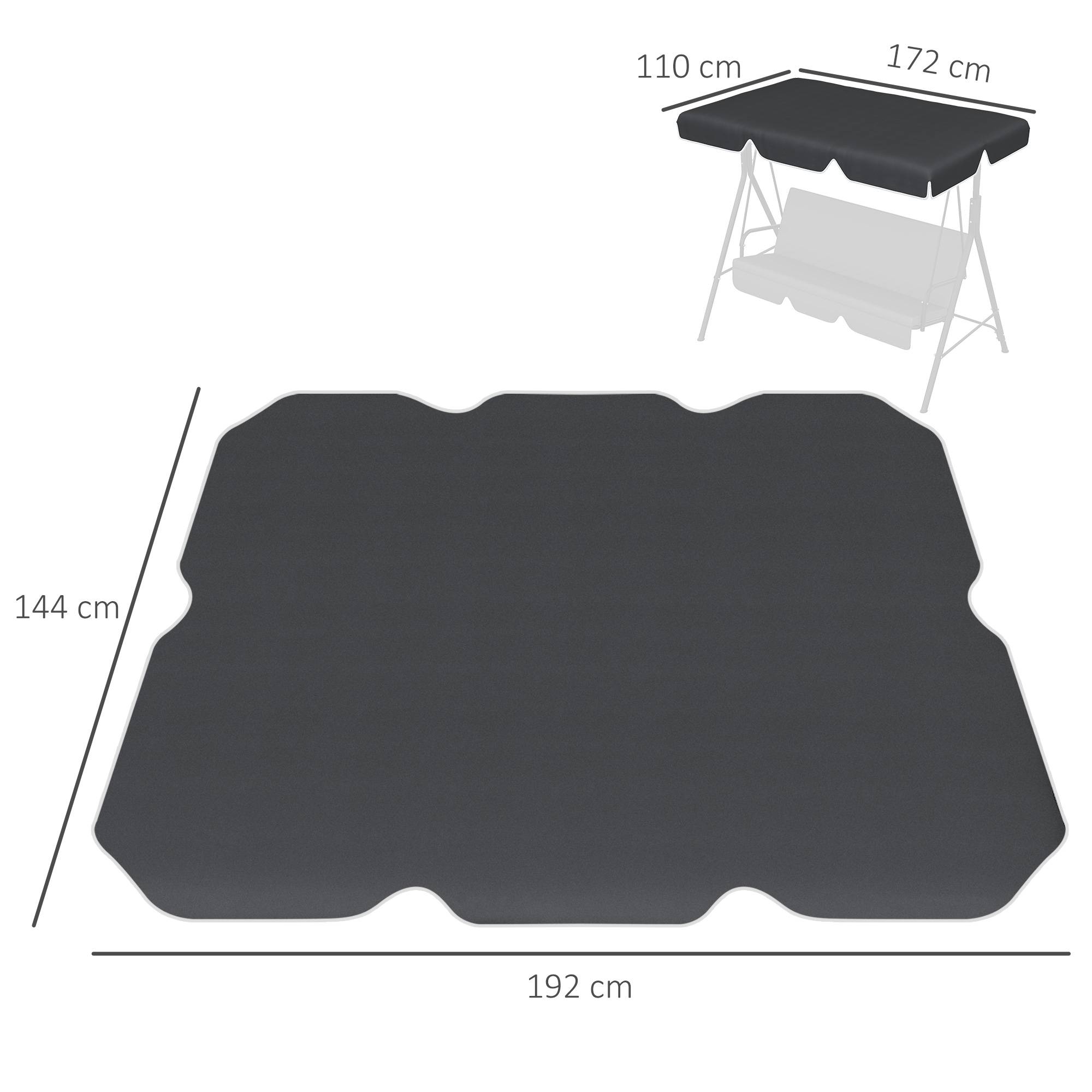 Outsunny - Toile de Rechange pour balancelle de Jardin Tissu Polyester Haute densité 200 g/m² 192L x 144l cm - noir - Outsunny - Image 2