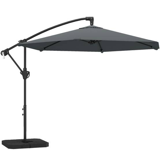 Parasol déporté Métal Jardin Terrasse Manivelle Anti-UV Ø300cm Gris foncé - ComfortXL Outdoor Living - Image 8