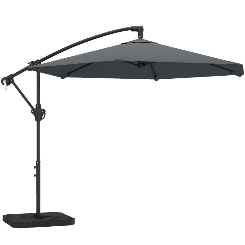 Parasol déporté Métal Jardin Terrasse Manivelle Anti-UV Ø300cm Gris foncé - ComfortXL Outdoor Living - Image 8