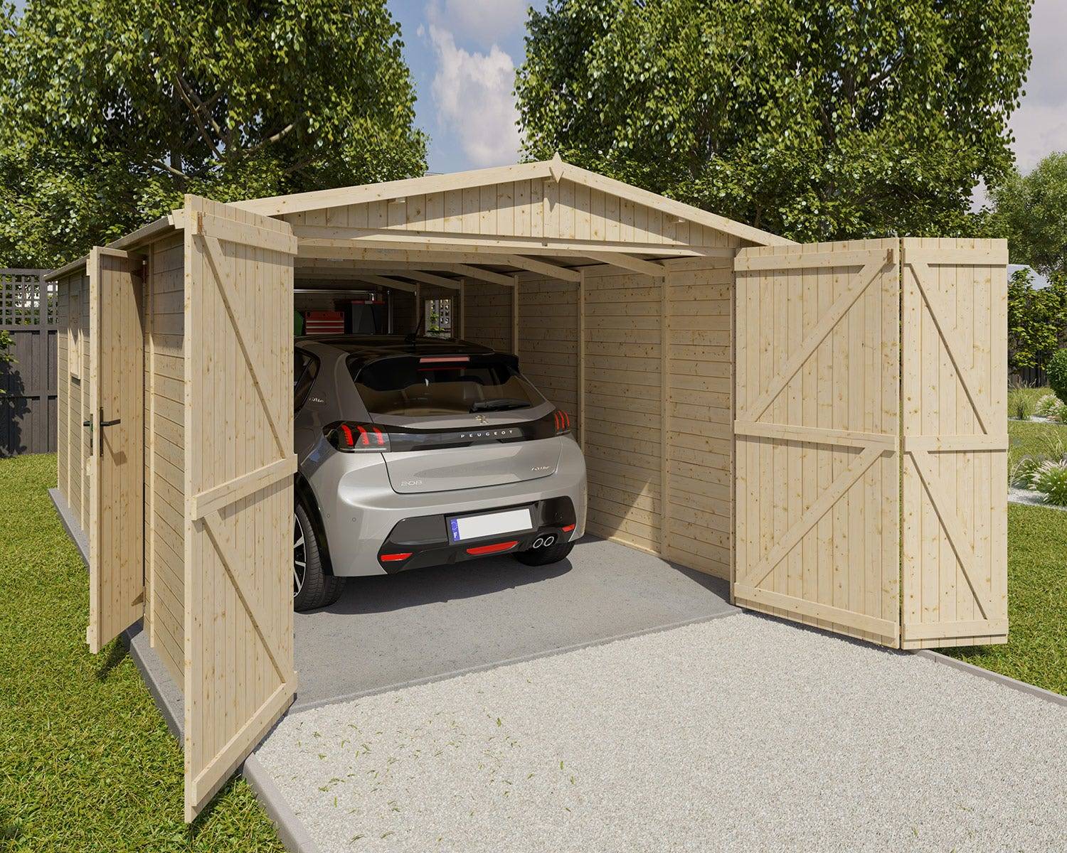 Garage abri voiture bois brut 18 m2 - Image 5