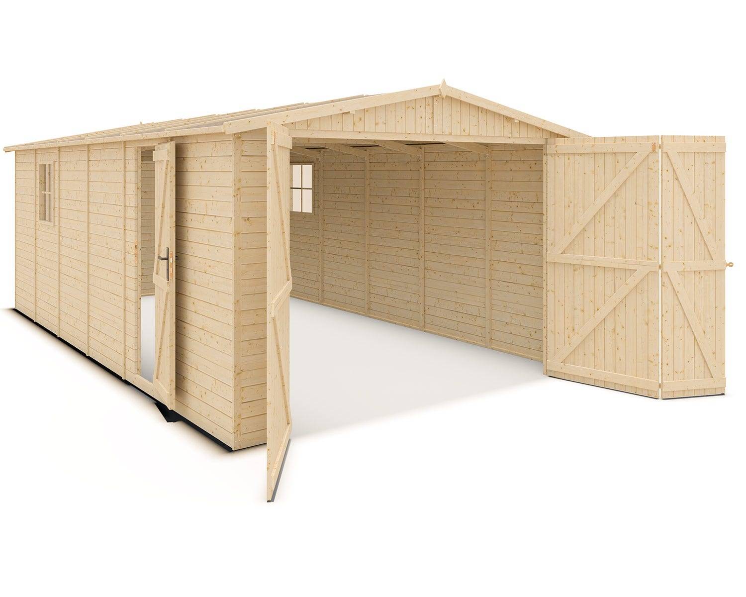 Garage abri voiture bois brut 18 m2 - Image 1