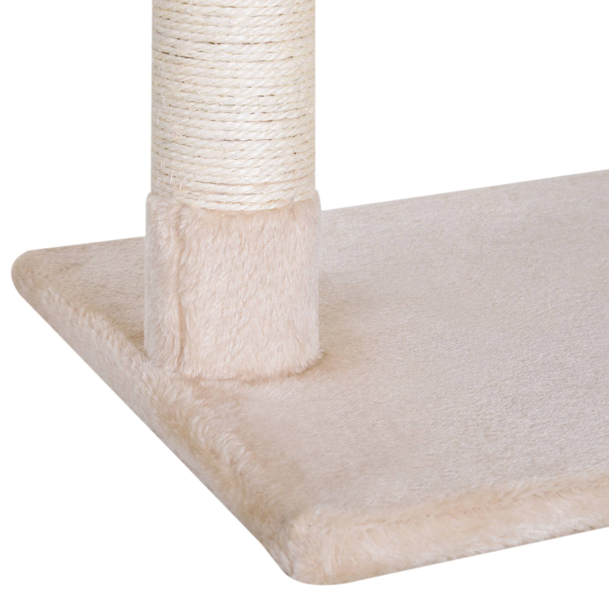 Sans Marque - Arbre à chat petit hamac balle bois peluche structure chat intérieur 50 x 36 x 70 cm beige - Image 9