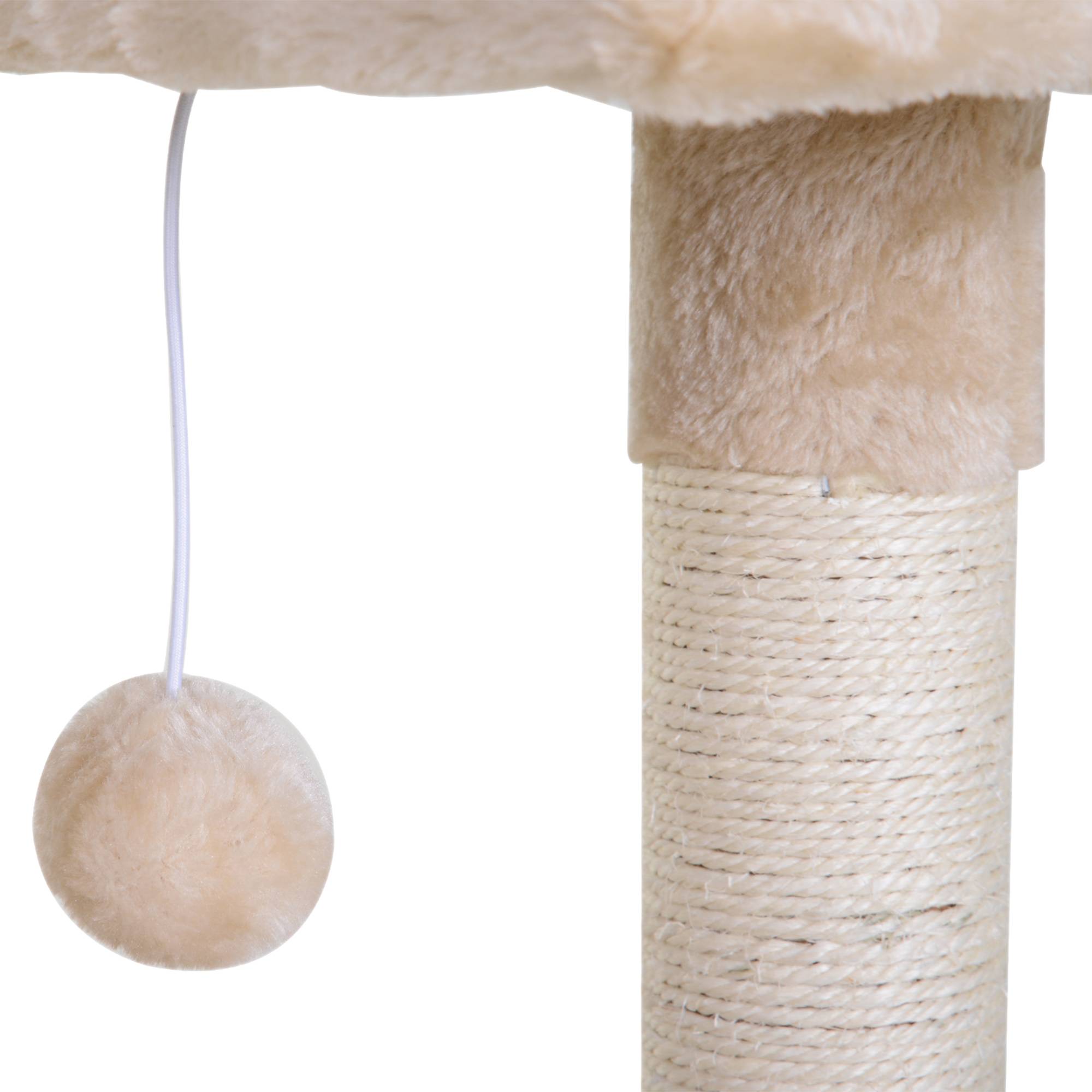 Sans Marque - Arbre à chat petit hamac balle bois peluche structure chat intérieur 50 x 36 x 70 cm beige - Image 10