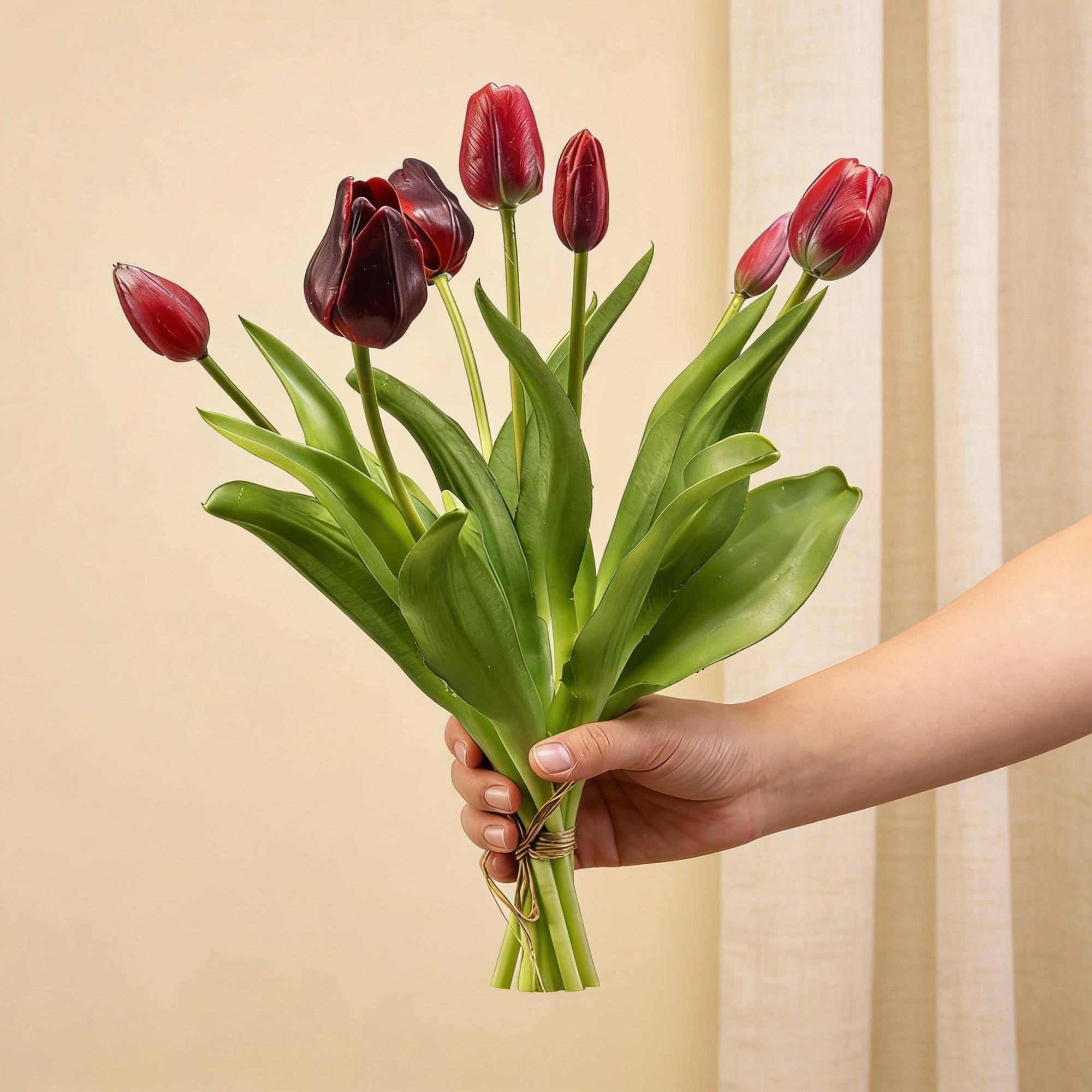 PANGIVO - Bouquet de tulipes artificielles plastique rouge 42 cm - PANGIVO - Image 2