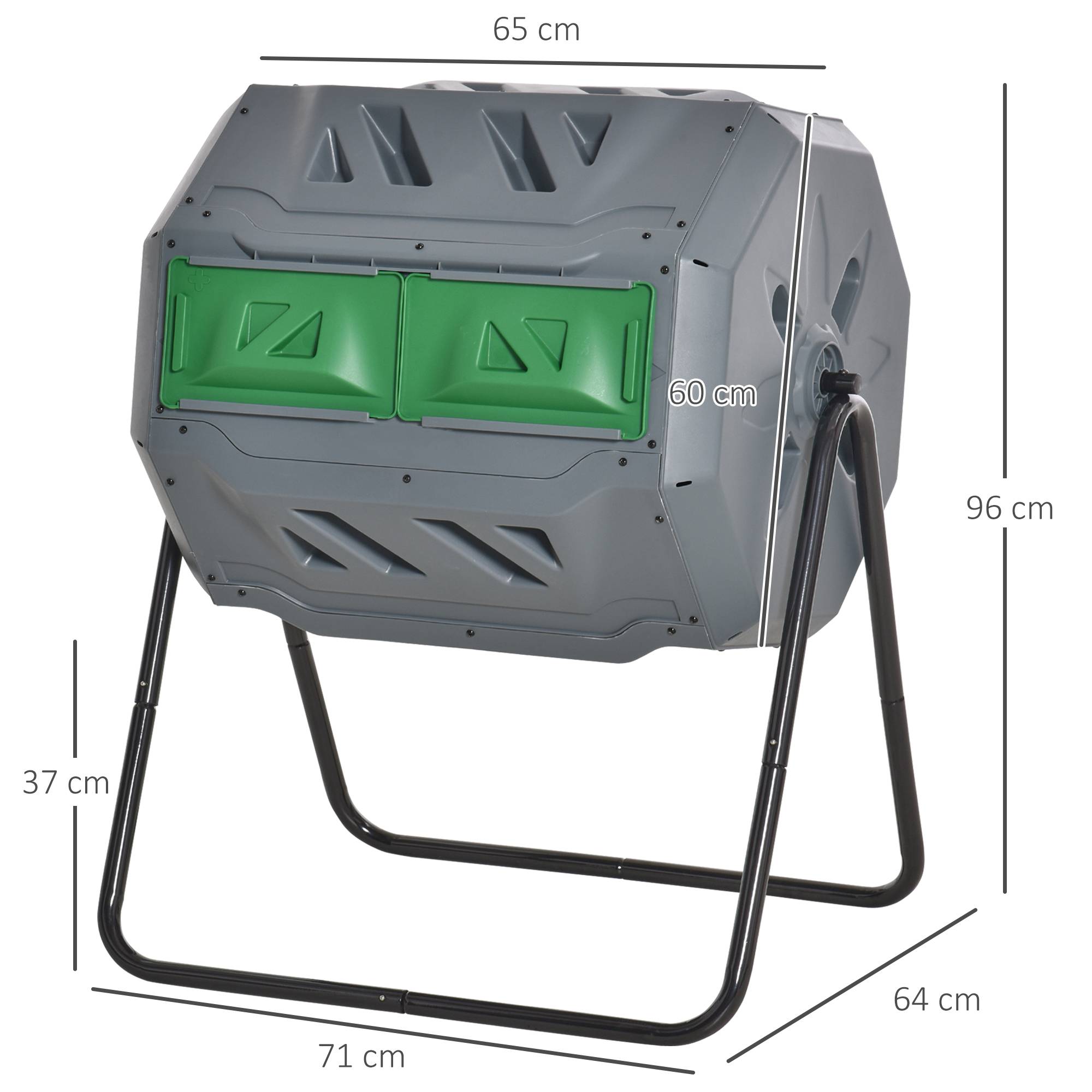 ComfortXL - Composteur rotatif PP acier 160 L gris double chambre pour jardin compostage rapide - ComfortXL Outdoor Living - Image 4