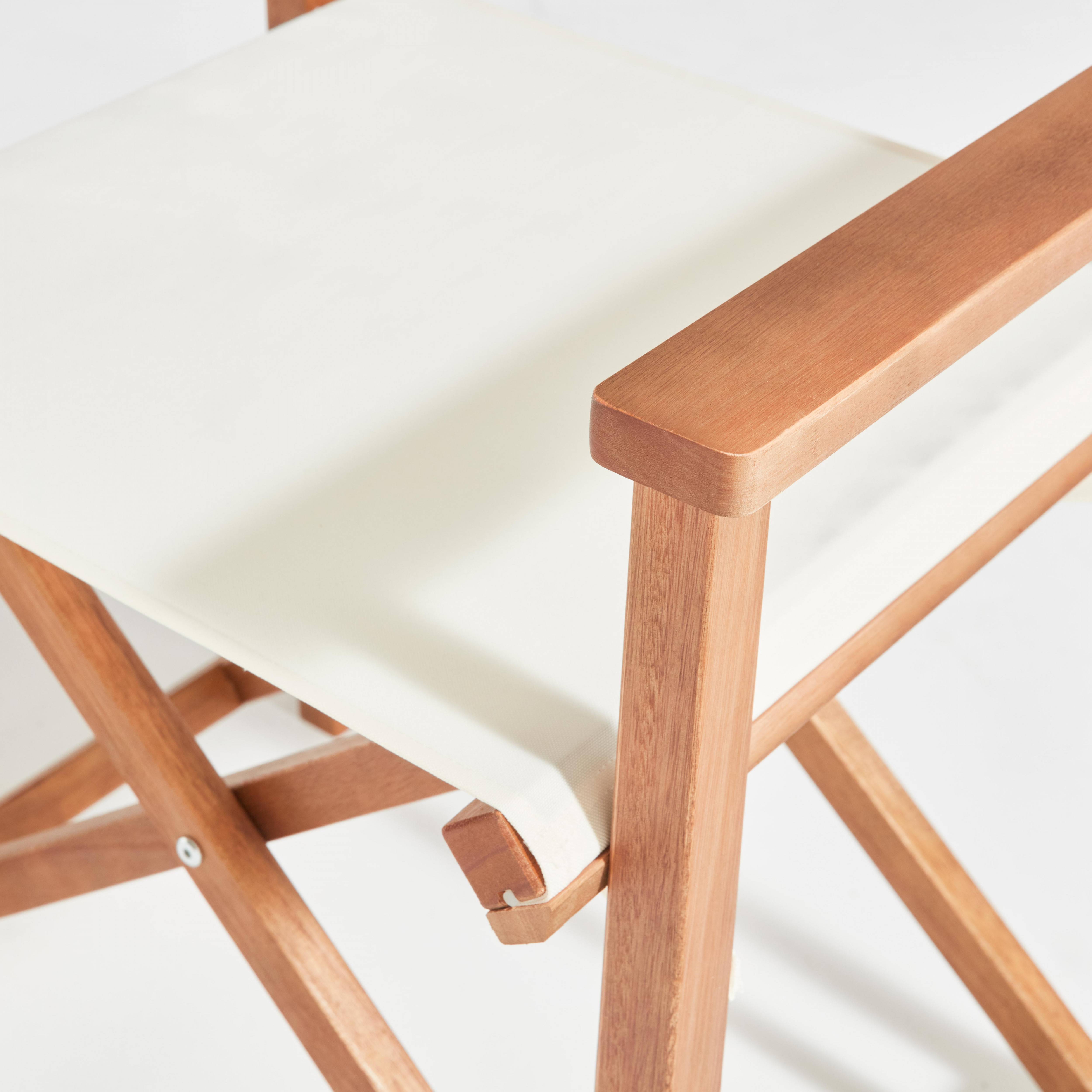 Oviala - Lot de 2 chaises pliantes en bois d'eucalyptus et textilène blanc Mostra - Oviala - Image 6