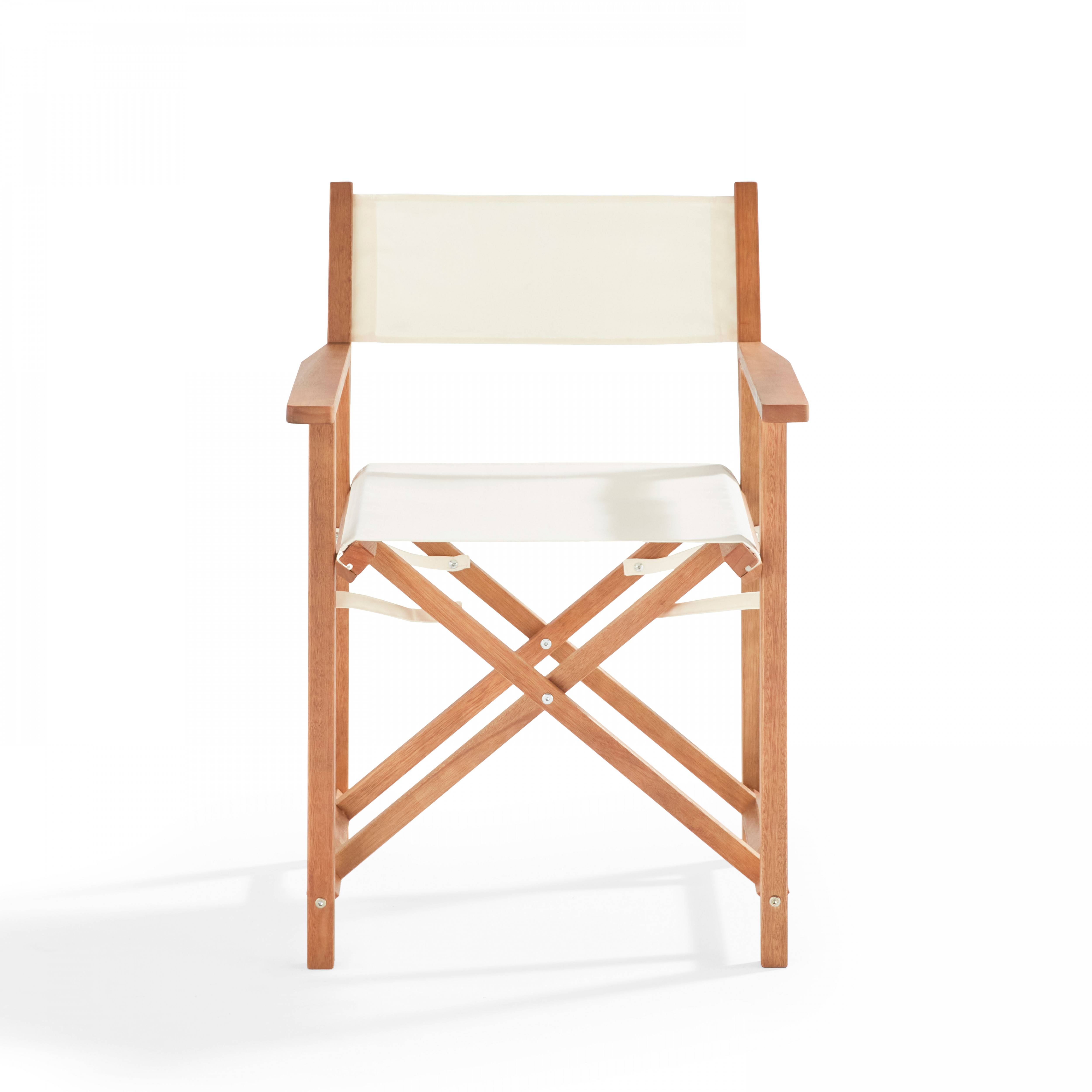Oviala - Lot de 2 chaises pliantes en bois d'eucalyptus et textilène blanc Mostra - Oviala - Image 5