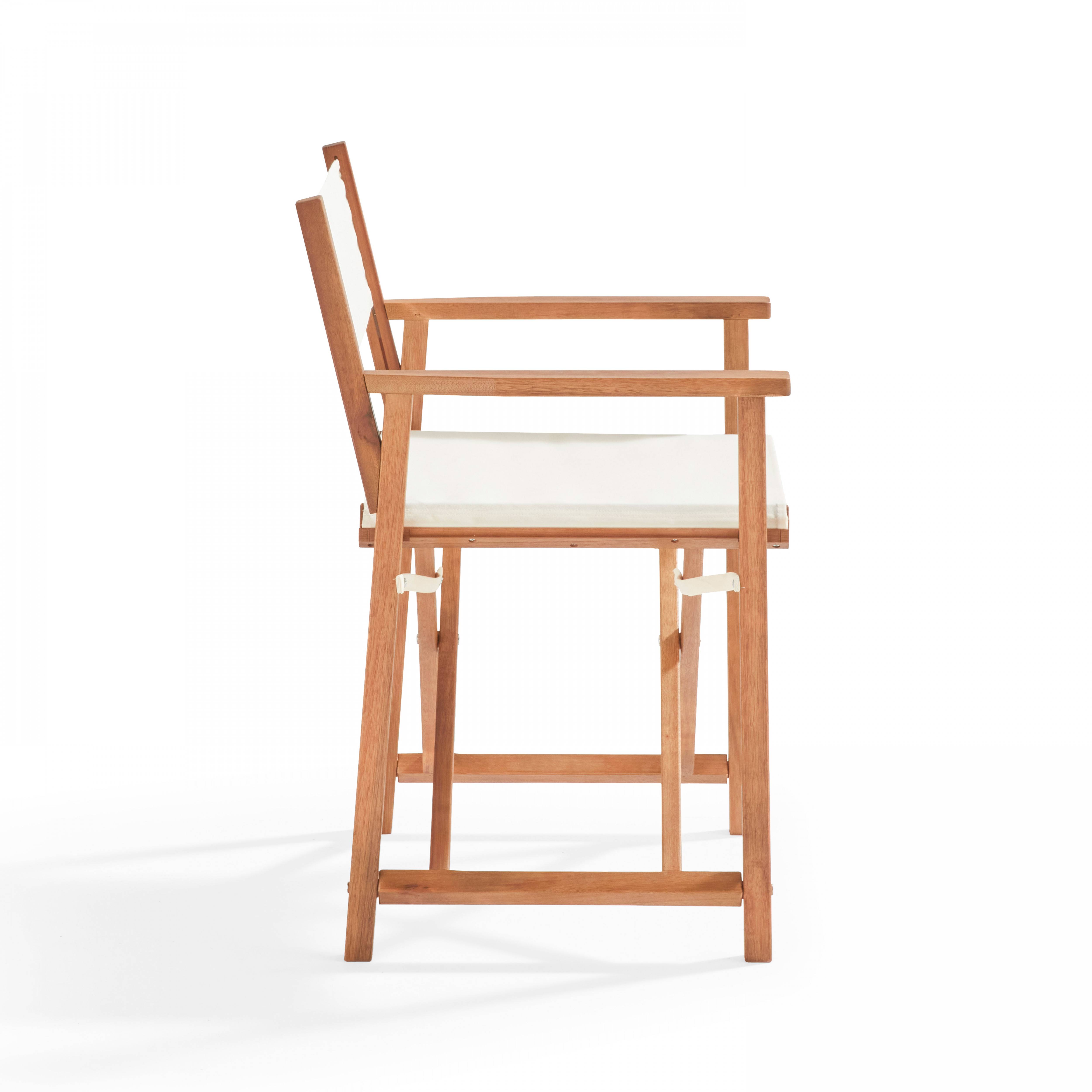 Oviala - Lot de 2 chaises pliantes en bois d'eucalyptus et textilène blanc Mostra - Oviala - Image 4
