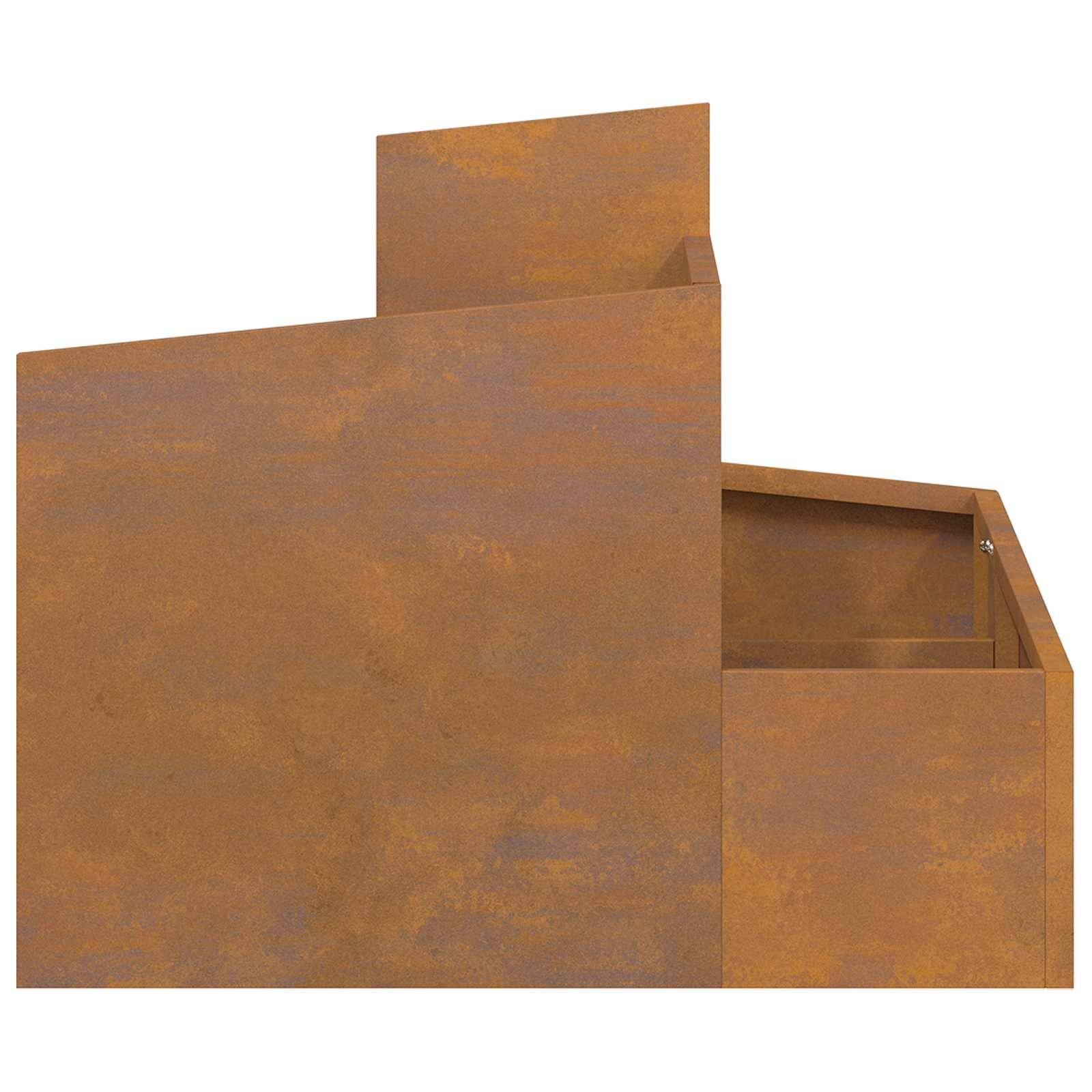 Cache-pot | Bac à fleurs de jardin Marron 60 x 60 x 50 cm Acier patiné - Image 7