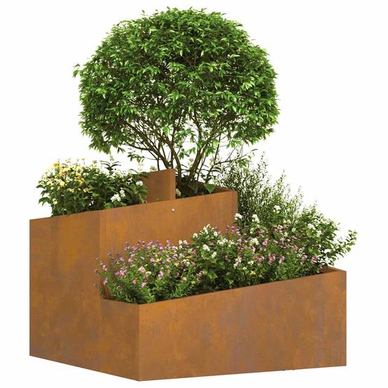 Cache-pot | Bac à fleurs de jardin Marron 60 x 60 x 50 cm Acier patiné - Image 3