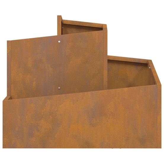 Cache-pot | Bac à fleurs de jardin Marron 60 x 60 x 50 cm Acier patiné - Image 6