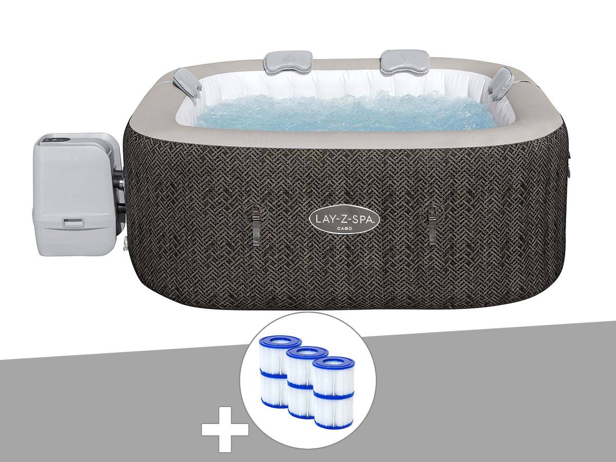 Bestway - Kit spa gonflable Bestway Lay-Z-Spa Cabo carré Hydrojet 4/6 places + 6 filtres - Image 1