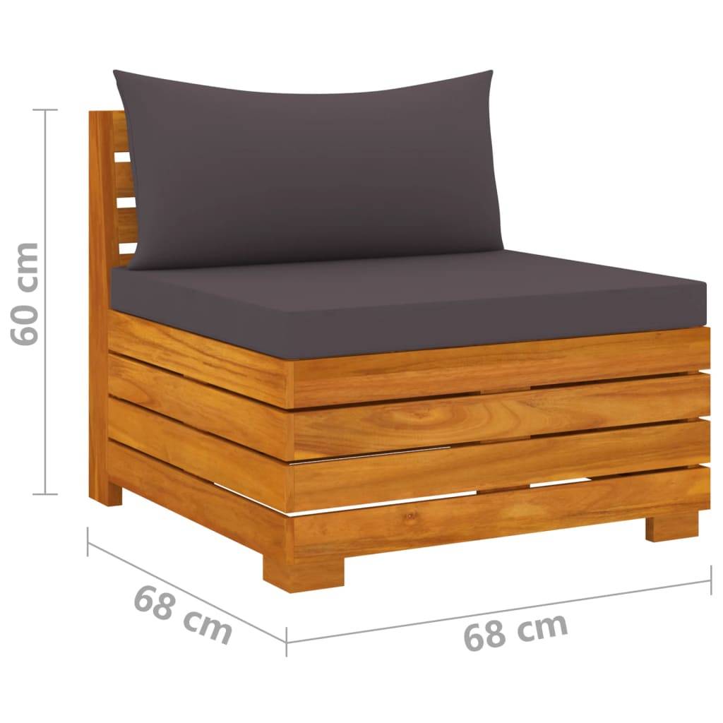Helloshop26 - Salon de jardin meuble d'extérieur ensemble de mobilier 9 pièces avec coussins bois d'acacia solide - Image 6