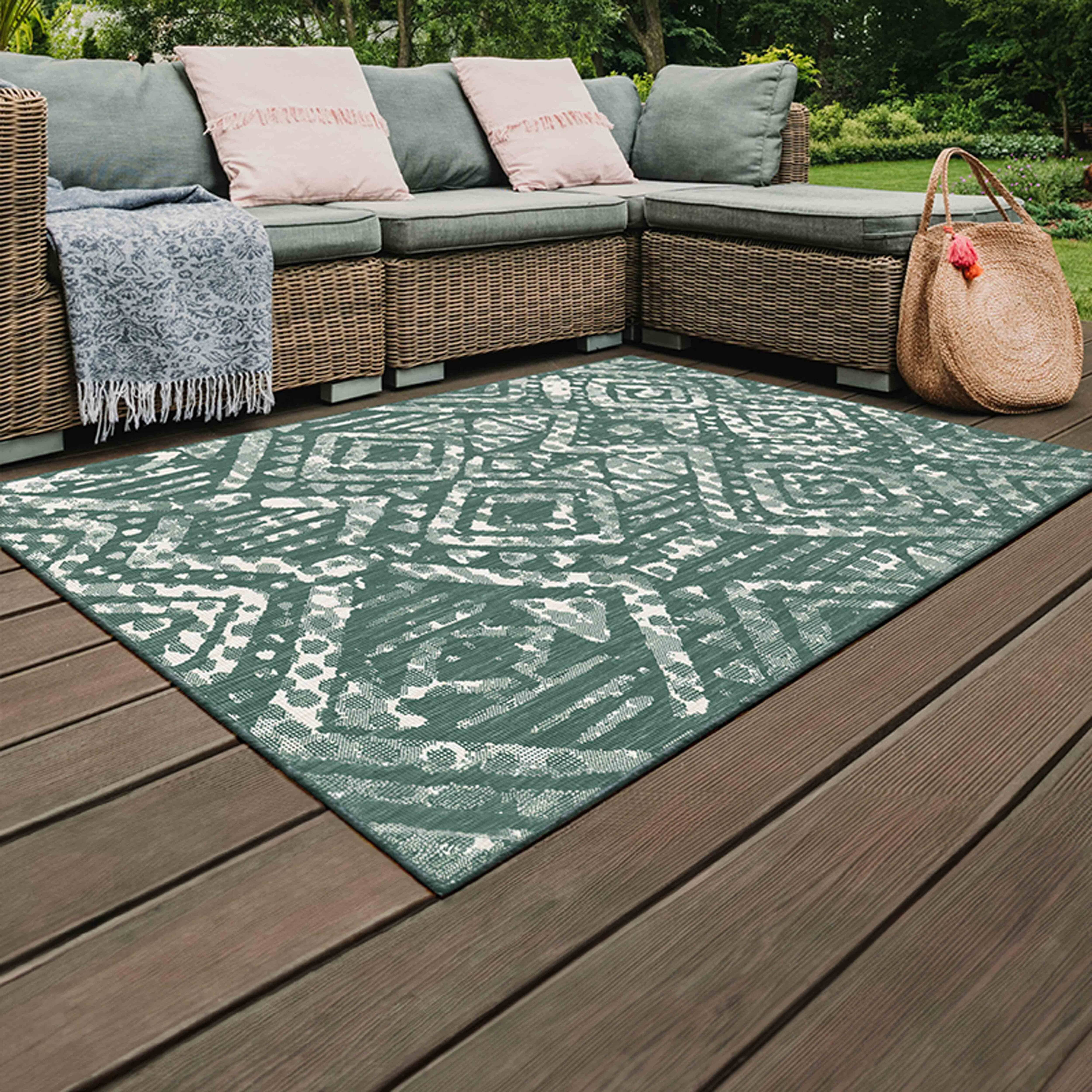 Oviala - Tapis d'extérieur en polypropylène 200 x 290 cm vert Kano - Oviala - Image 2
