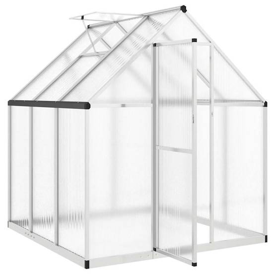 Serre aluminium et polycarbonate argent 169 x 169 x 195 cm - PANGIVO - Image 6