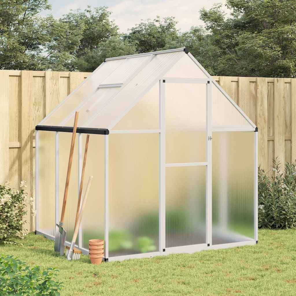 Serre aluminium et polycarbonate argent 169 x 169 x 195 cm - PANGIVO - Image 1