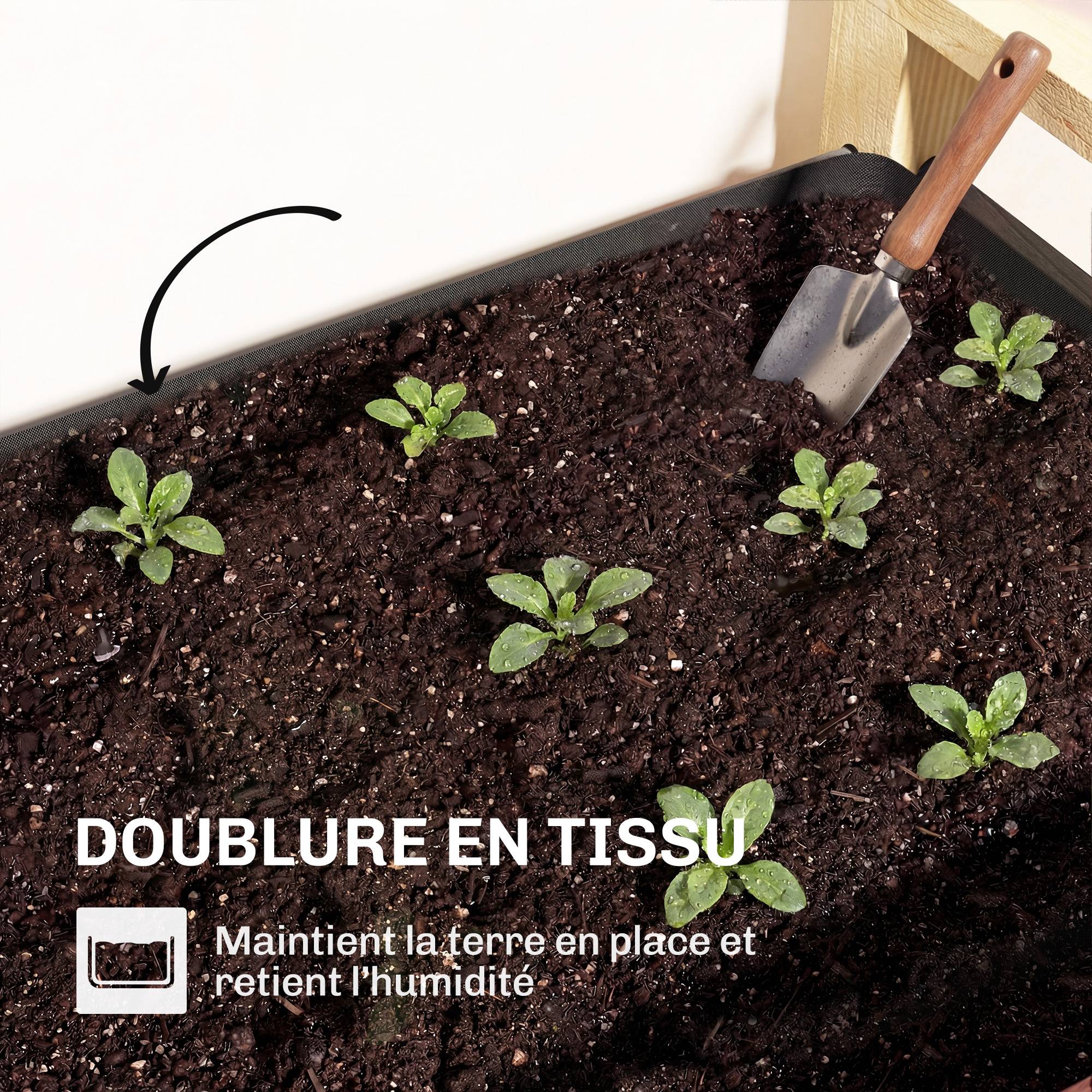 Sans Marque - Carré Potager avec pieds Lit de Jardin Surélevé 4 trous de drainage et Tissu non tissé, 98 x 37 x 90 cm, gris - Image 8