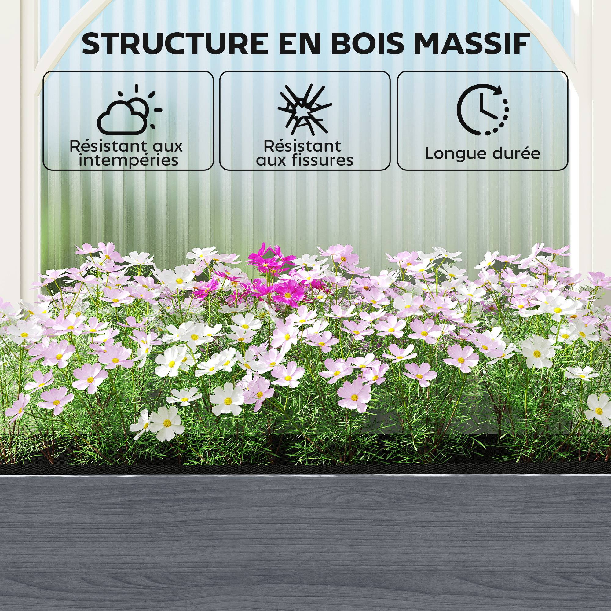 Sans Marque - Carré Potager avec pieds Lit de Jardin Surélevé 4 trous de drainage et Tissu non tissé, 98 x 37 x 90 cm, gris - Image 9