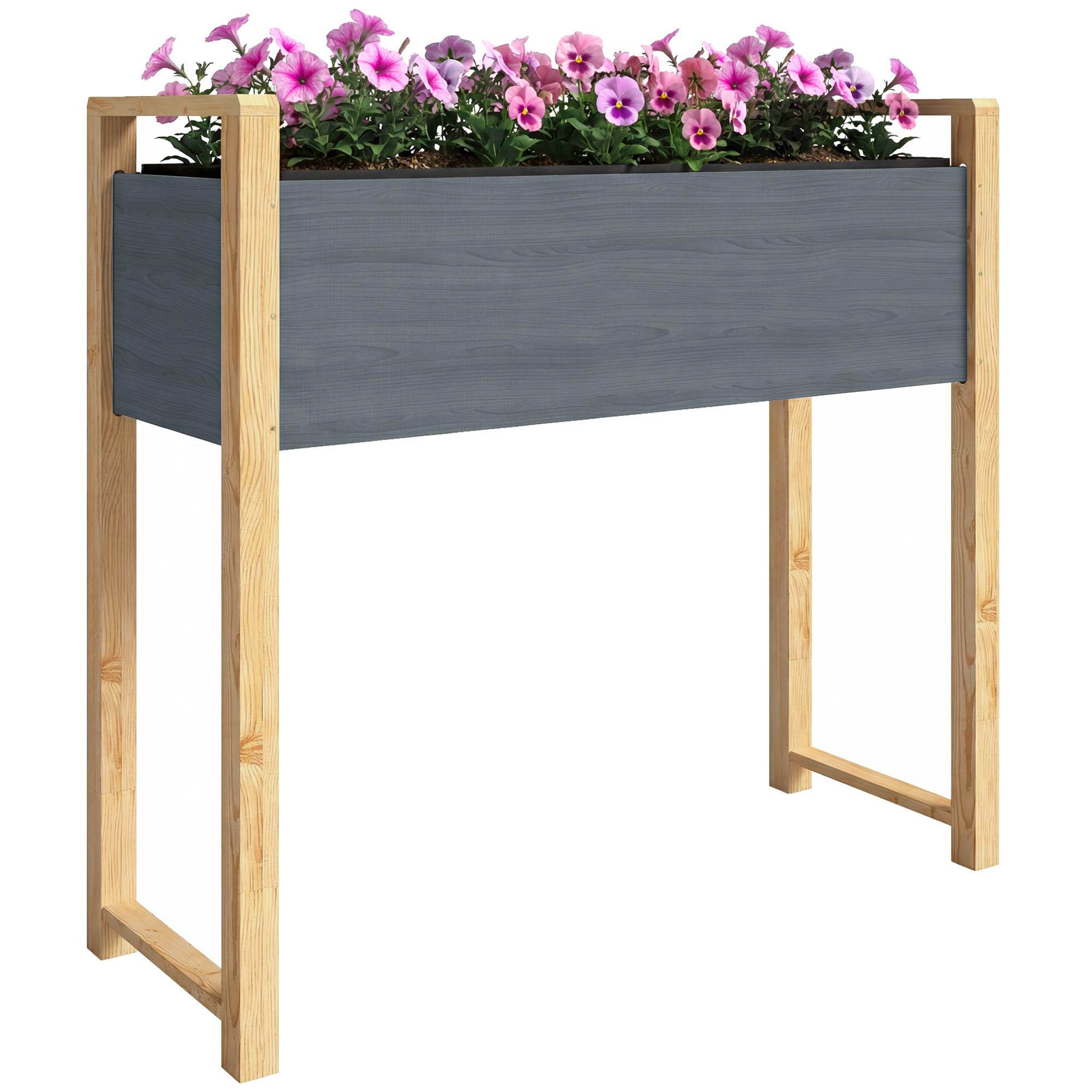 Sans Marque - Carré Potager avec pieds Lit de Jardin Surélevé 4 trous de drainage et Tissu non tissé, 98 x 37 x 90 cm, gris - Image 1