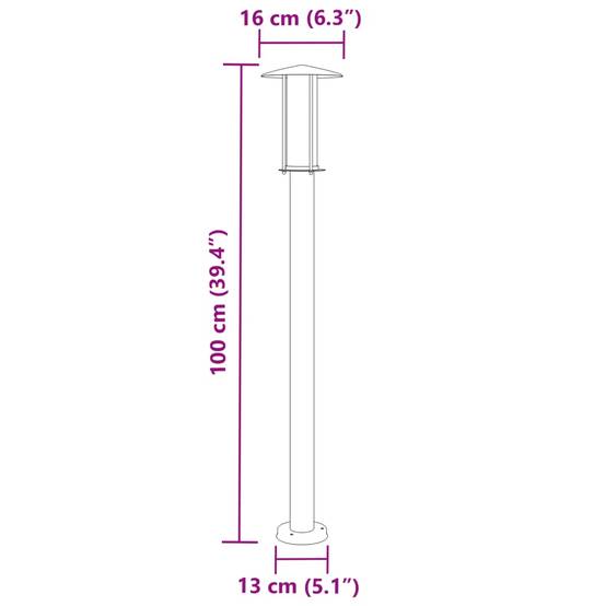 Lampadaire de jardin - Lampadaire d'extérieur noir 100 cm acier inoxydable-JU1060 - Image 7