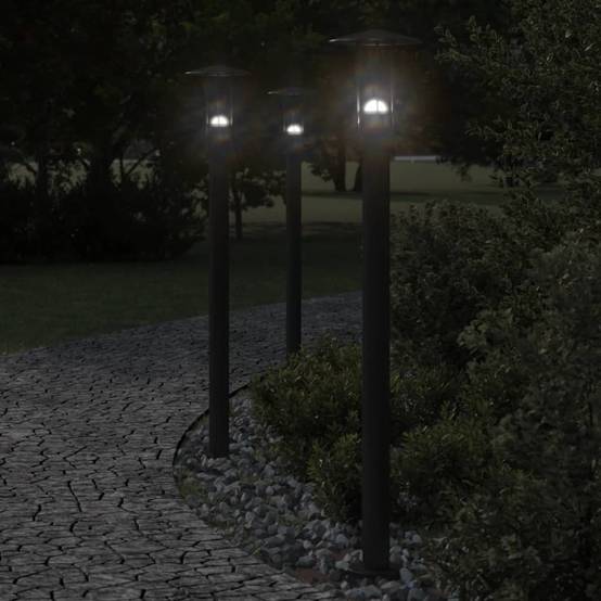 Lampadaire de jardin - Lampadaire d'extérieur noir 100 cm acier inoxydable-JU1060 - Image 2