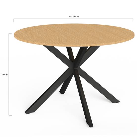 IDMARKET - Table de jardin ronde MESSINA 120 cm 6 personnes pied araignée plateau métal effet bois - Image 5