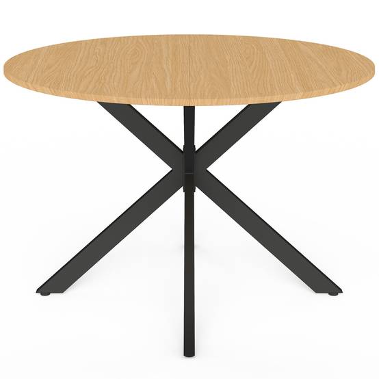 IDMARKET - Table de jardin ronde MESSINA 120 cm 6 personnes pied araignée plateau métal effet bois - Image 3