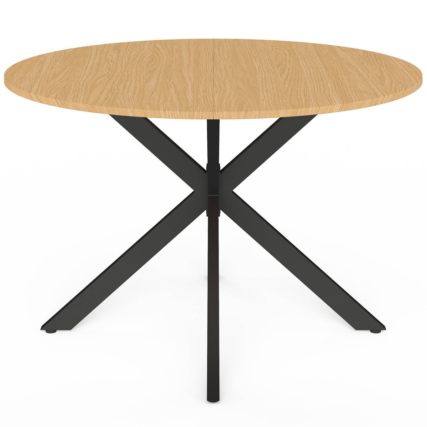 IDMARKET - Table de jardin ronde MESSINA 120 cm 6 personnes pied araignée plateau métal effet bois - Image 3