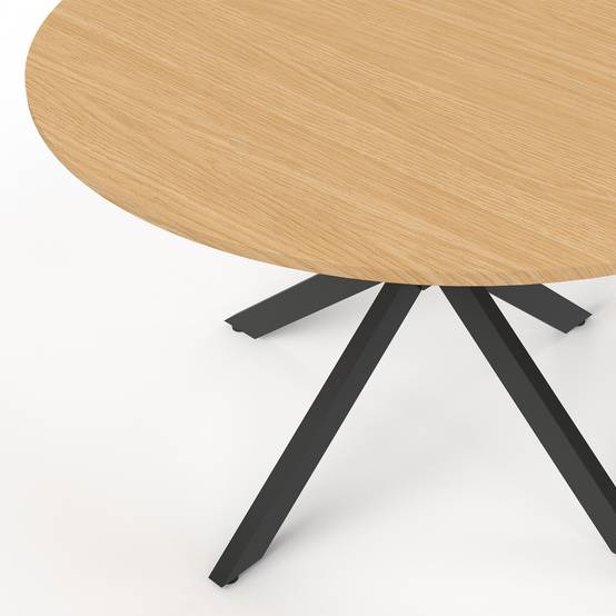 IDMARKET - Table de jardin ronde MESSINA 120 cm 6 personnes pied araignée plateau métal effet bois - Image 6